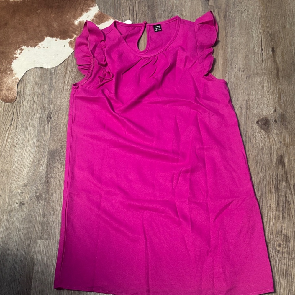 SHEIN Pink Ruffle Sleeve Mini Dress